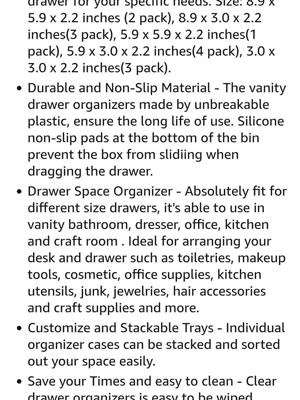 Clear Plastic Drawer Organizer Trays - Transparent (Set)